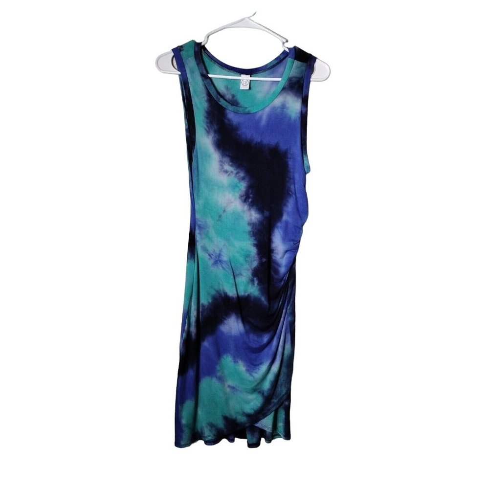 CY Fashion Dress Womens Small Ruched Sleeveless Tie Dye